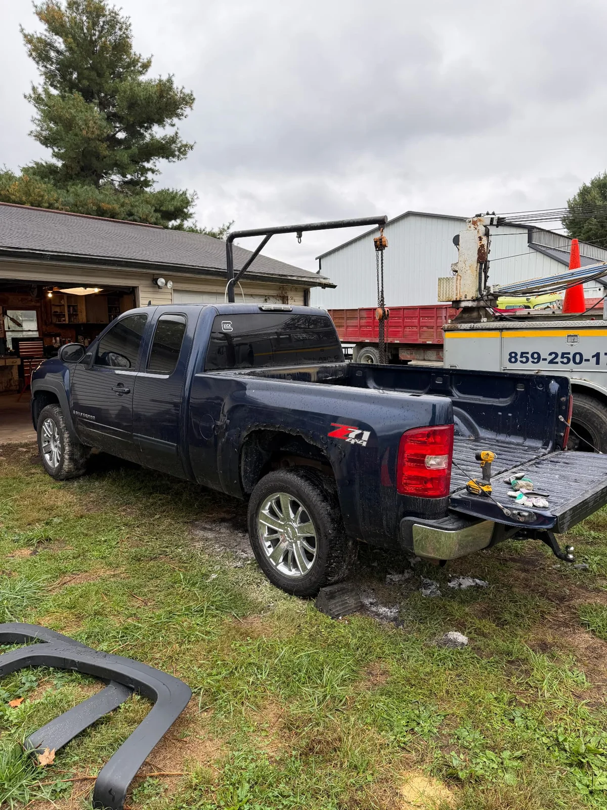 Truck at the shop before original bed removal, CinStar in Petersburg, Kentucky