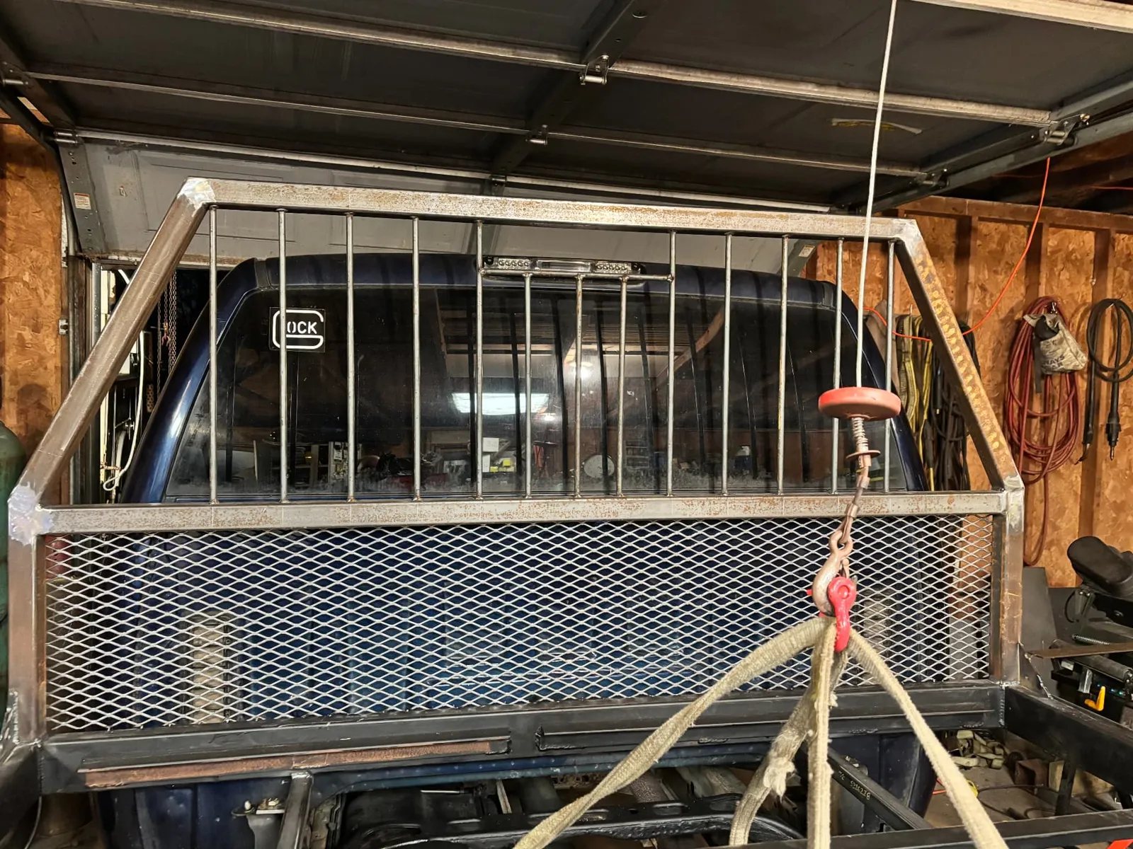 Headache rack with expanded metal screen before finish, CinStar in Petersburg, Kentucky