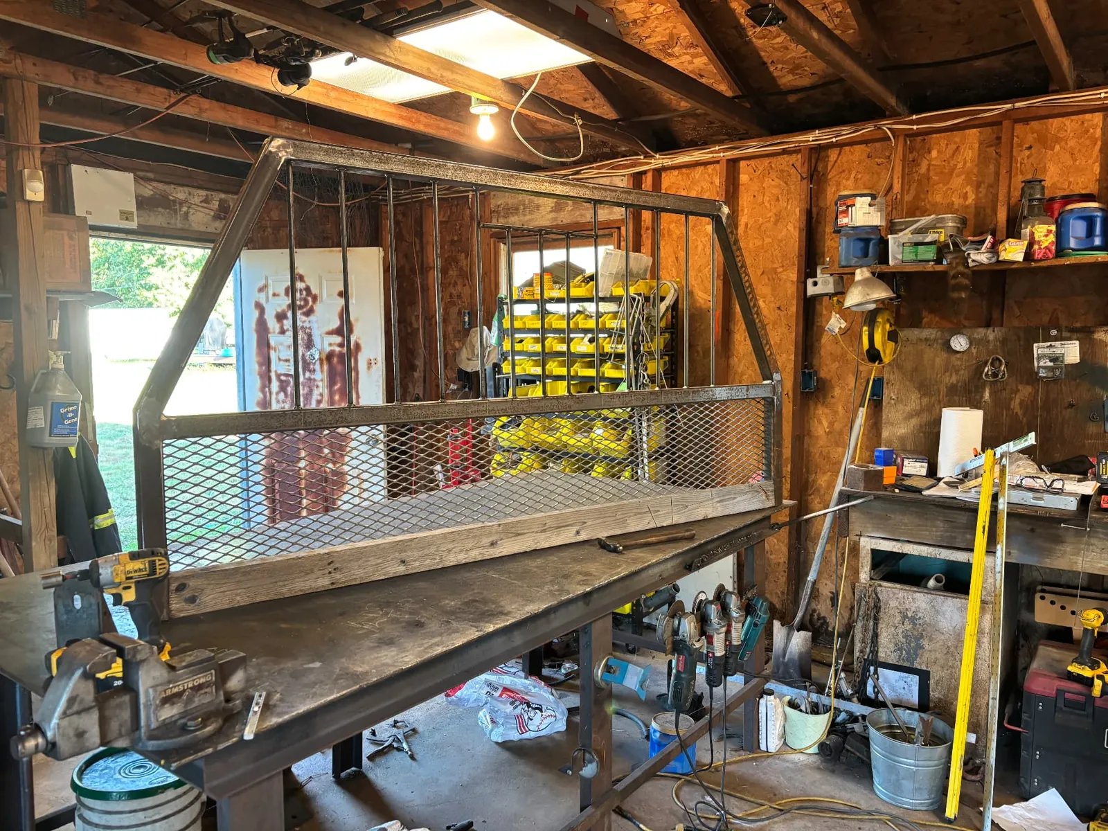 Headache rack and bed frame being fabricated in the shop, CinStar in Petersburg, Kentucky