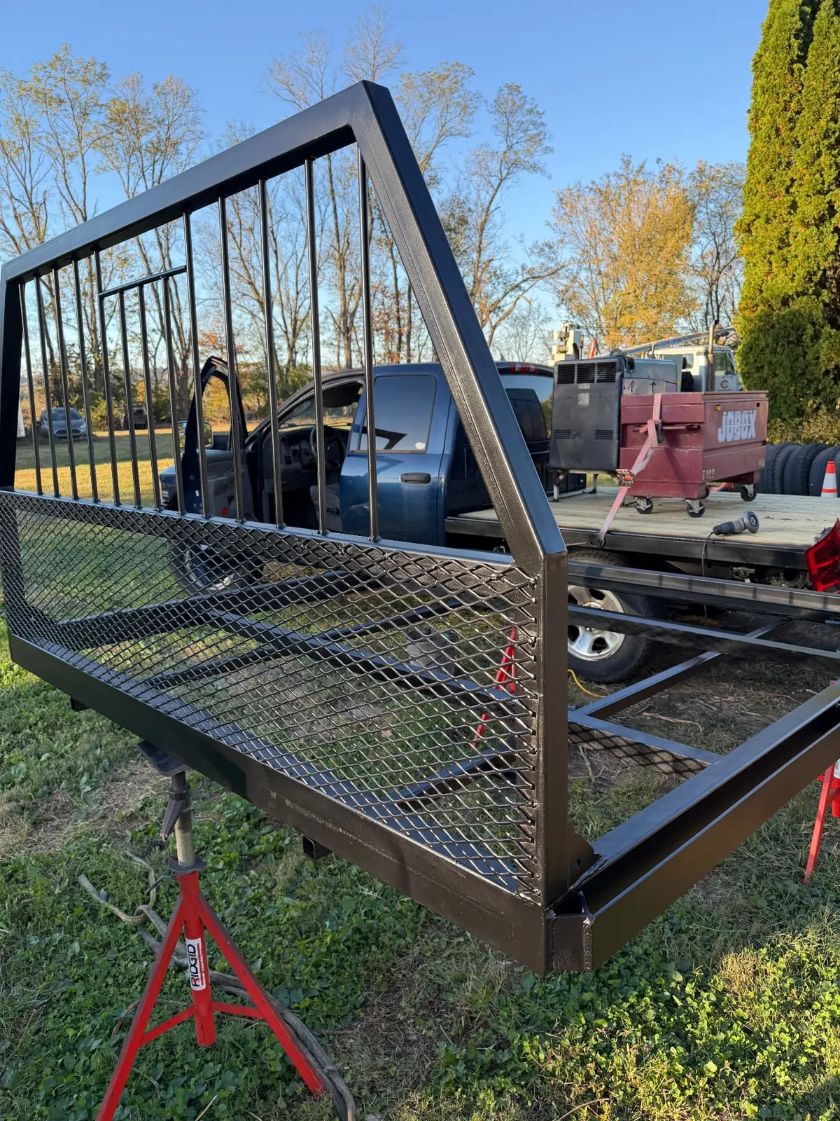 Finished steel flatbed with headache rack and window guard, CinStar in Petersburg, Kentucky