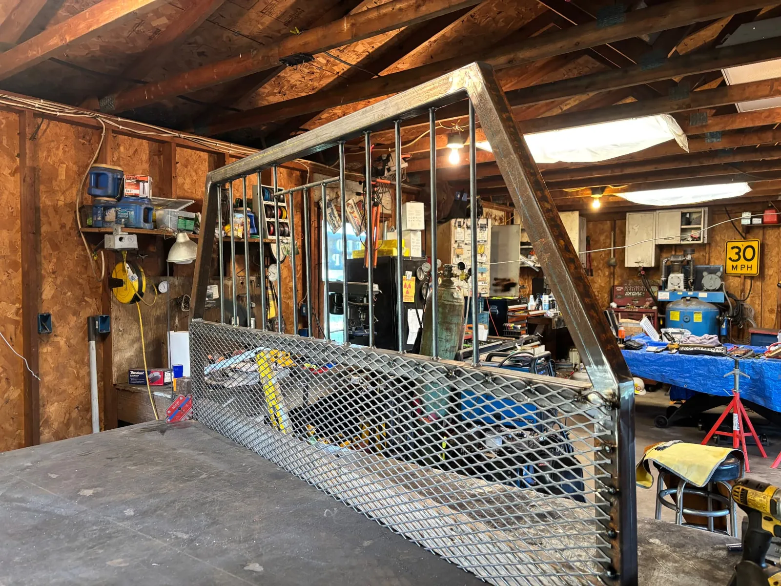 Headache rack welded to the bed frame, angled view, CinStar in Petersburg, Kentucky