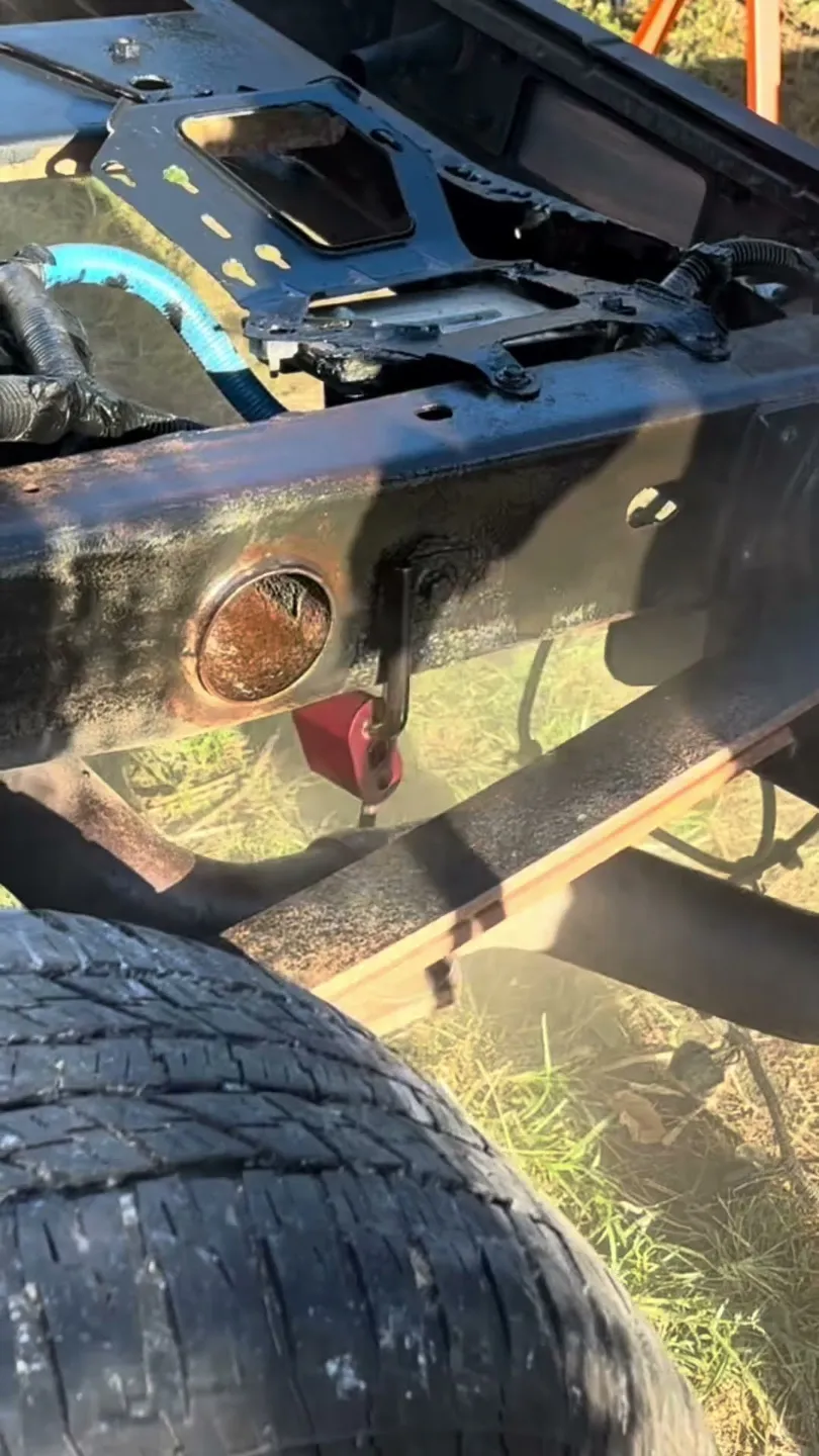 Video preview: spraying Cosmoline RP-342 Black protective wax on the outside of a pickup frame rail