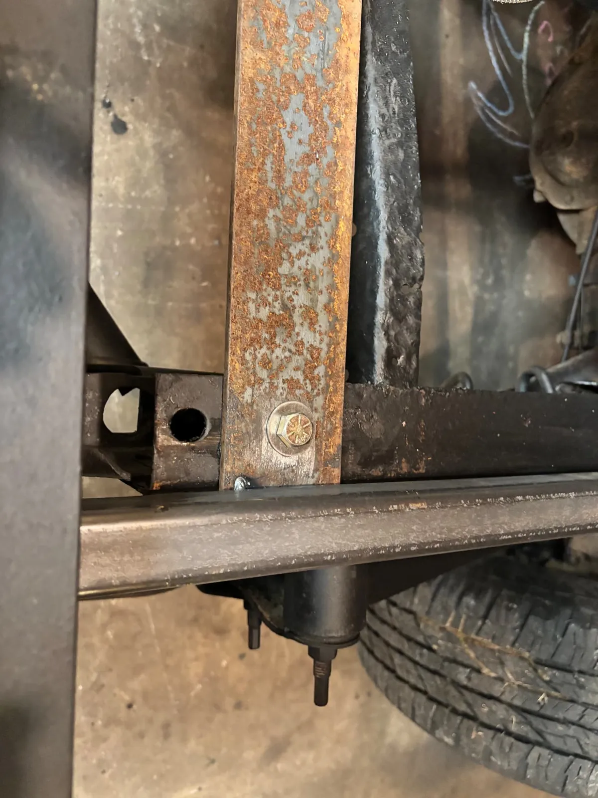 Flatbed mounting bracket fitted to the truck frame, CinStar in Petersburg, Kentucky